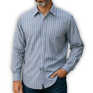 Ted Baker Stripe Shirt Blue 17 34/35 Long Sleeve